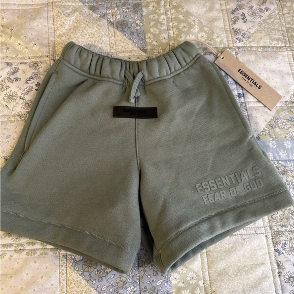 Fear of God Essentials Kids Shorts in Sage Green - Picture 1 of 5